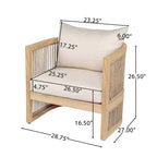 Set da conversazione per esterni da 5 pezzi Christopher Knight Home Joplin in legno di acacia e corda con cuscini e braciere rotondo