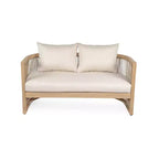 Set da conversazione per esterni da 5 pezzi Christopher Knight Home Joplin in legno di acacia e corda con cuscini e braciere rotondo