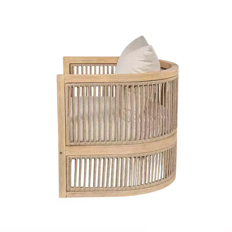 Set da conversazione per esterni da 5 pezzi Christopher Knight Home Joplin in legno di acacia e corda con cuscini e braciere rotondo