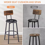 Set da 3 Pezzi Tavolo da Bar Rustico GDFStudio Briar con Sgabelli da Bar Imbottiti in Similpelle