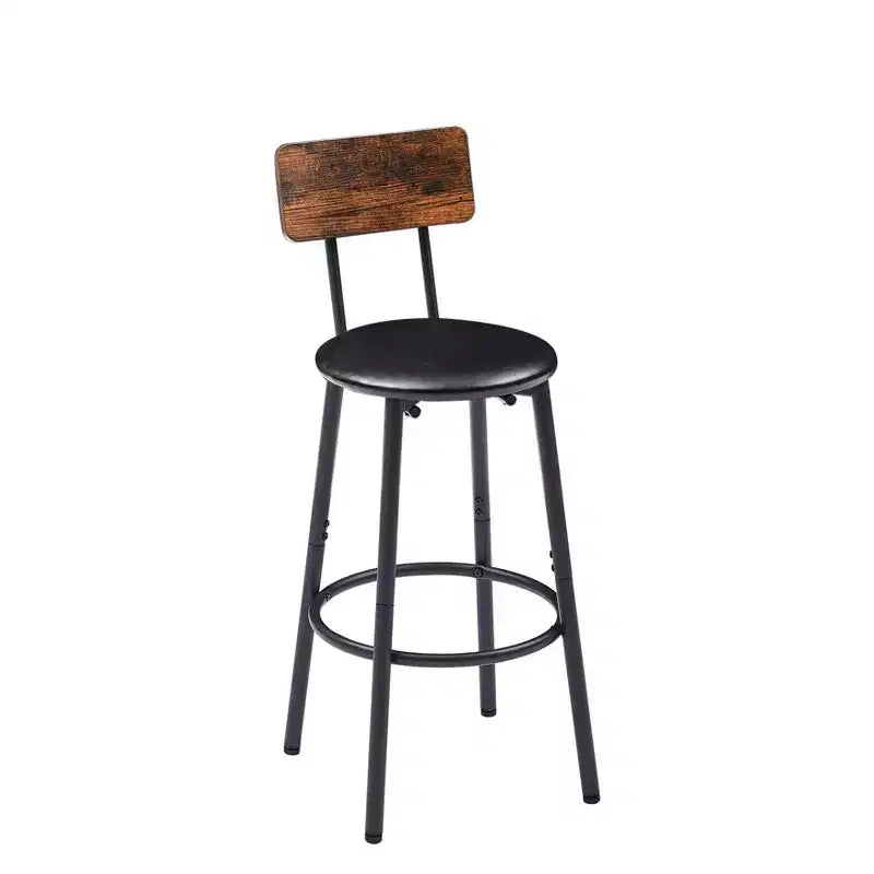 Set da 3 Pezzi Tavolo da Bar Rustico GDFStudio Briar con Sgabelli da Bar Imbottiti in Similpelle