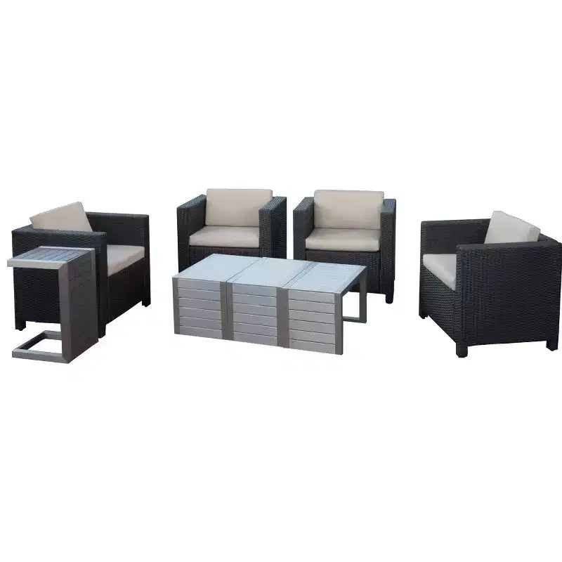 Set da giardino 8 pezzi Christopher Knight Home Joanne con poltrone club in rattan e tavolini a C in alluminio