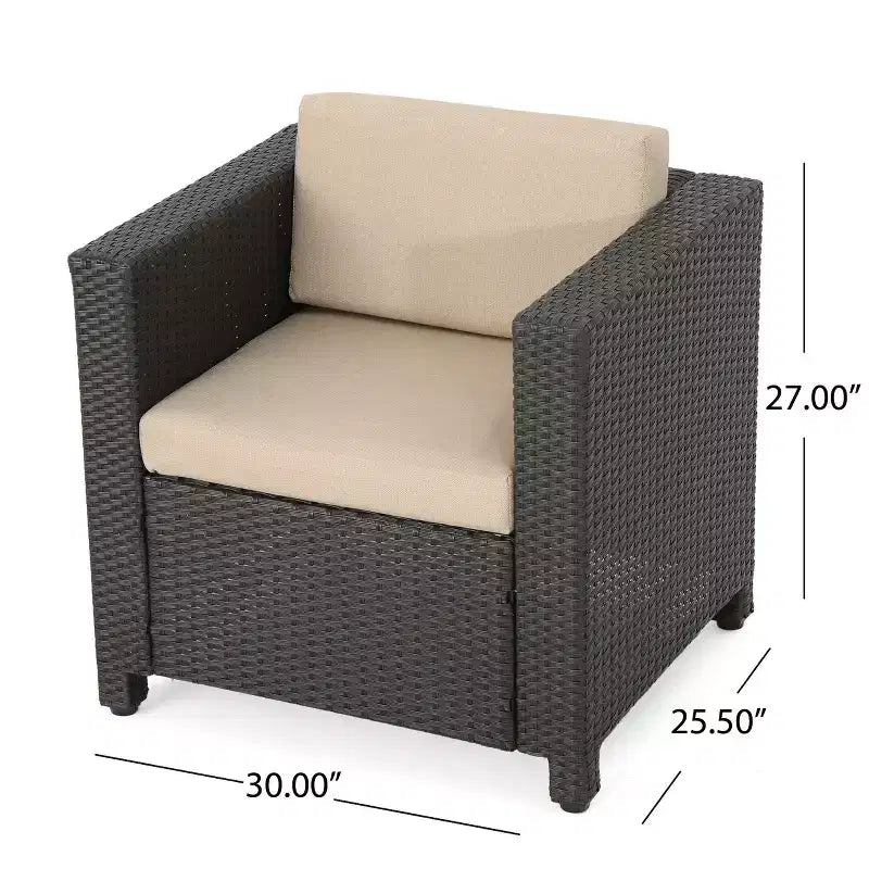 Set da giardino 8 pezzi Christopher Knight Home Joanne con poltrone club in rattan e tavolini a C in alluminio