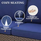EAGLE PEAK Ocean Vista, set divano da esterno in vimini 3 pezzi, salotto in vimini variato da 3 posti con pouf