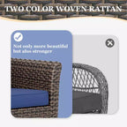EAGLE PEAK Ocean Vista, set divano da esterno in vimini 3 pezzi, salotto in vimini variato da 3 posti con pouf
