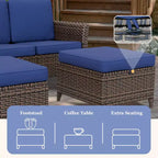 EAGLE PEAK Ocean Vista, set divano da esterno in vimini 3 pezzi, salotto in vimini variato da 3 posti con pouf
