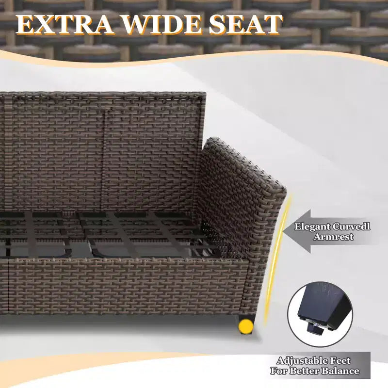 EAGLE PEAK Ocean Vista, set divano da esterno in vimini 3 pezzi, salotto in vimini variato da 3 posti con pouf