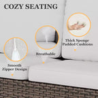 EAGLE PEAK Ocean Vista, set divano da esterno in vimini 3 pezzi, salotto in vimini variato da 3 posti con pouf