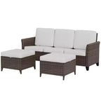EAGLE PEAK Ocean Vista, set divano da esterno in vimini 3 pezzi, salotto in vimini variato da 3 posti con pouf