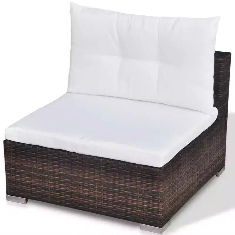 vidaXL Set Salotto da Giardino 5 Pezzi - Polyrattan, Marrone - Set Divano da Esterno Resistente alle Intemperie con Cuscini, Pouf e Tavolino