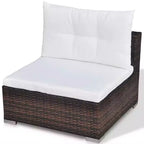 vidaXL Set Salotto da Giardino 5 Pezzi - Polyrattan, Marrone - Set Divano da Esterno Resistente alle Intemperie con Cuscini, Pouf e Tavolino