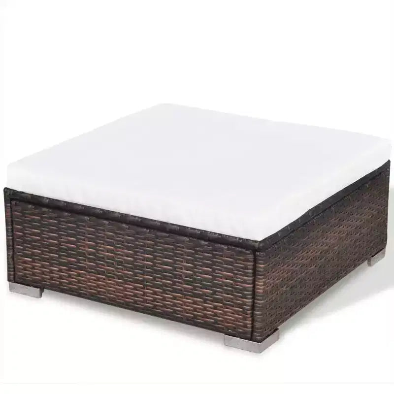 vidaXL Set Salotto da Giardino 5 Pezzi - Polyrattan, Marrone - Set Divano da Esterno Resistente alle Intemperie con Cuscini, Pouf e Tavolino