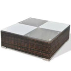 vidaXL Set Salotto da Giardino 5 Pezzi - Polyrattan, Marrone - Set Divano da Esterno Resistente alle Intemperie con Cuscini, Pouf e Tavolino