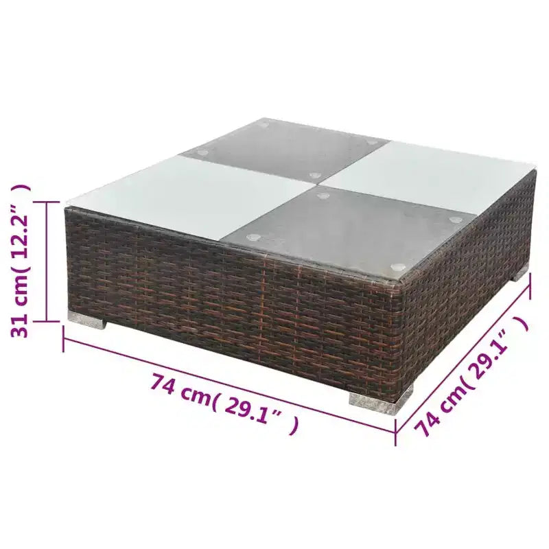vidaXL Set Salotto da Giardino 5 Pezzi - Polyrattan, Marrone - Set Divano da Esterno Resistente alle Intemperie con Cuscini, Pouf e Tavolino