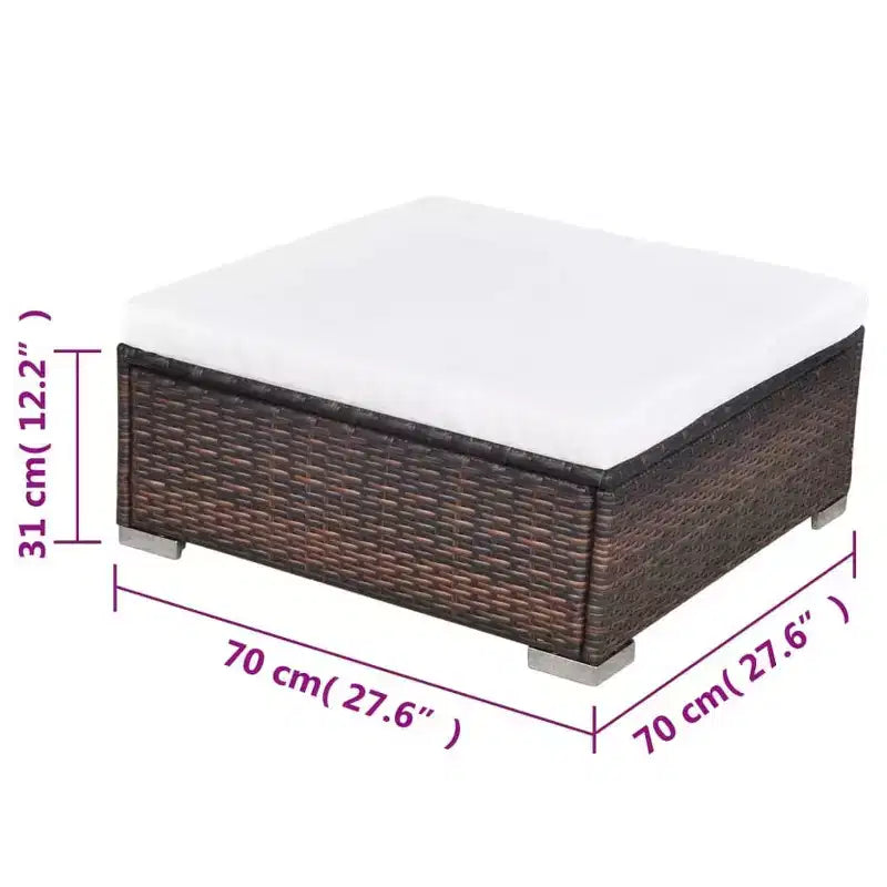 vidaXL Set Salotto da Giardino 5 Pezzi - Polyrattan, Marrone - Set Divano da Esterno Resistente alle Intemperie con Cuscini, Pouf e Tavolino