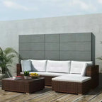 vidaXL Set Salotto da Giardino 5 Pezzi - Polyrattan, Marrone - Set Divano da Esterno Resistente alle Intemperie con Cuscini, Pouf e Tavolino
