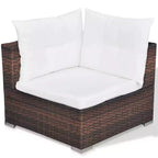 vidaXL Set Salotto da Giardino 5 Pezzi - Polyrattan, Marrone - Set Divano da Esterno Resistente alle Intemperie con Cuscini, Pouf e Tavolino