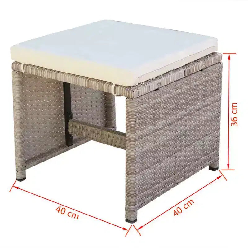 Set da pranzo da esterno vidaXL in polyrattan grigio, pieghevole, medio