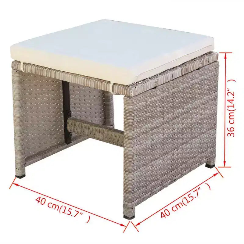 Set da pranzo da esterno vidaXL in polyrattan grigio, pieghevole, medio