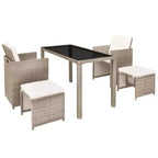 Set da pranzo da esterno vidaXL in polyrattan grigio, pieghevole, medio