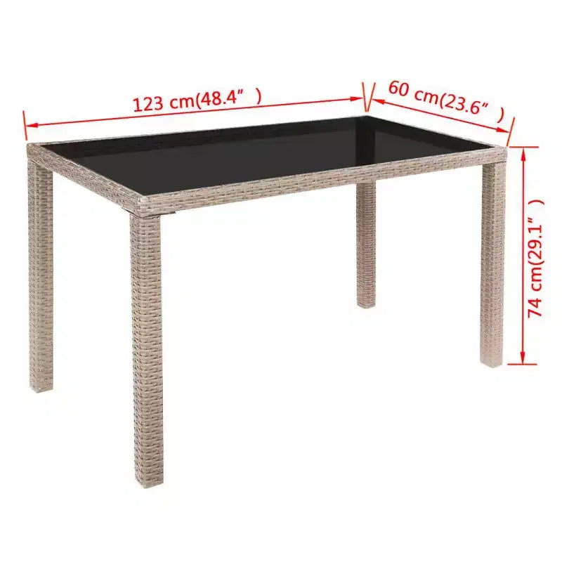 Set da pranzo da esterno vidaXL in polyrattan grigio, pieghevole, medio