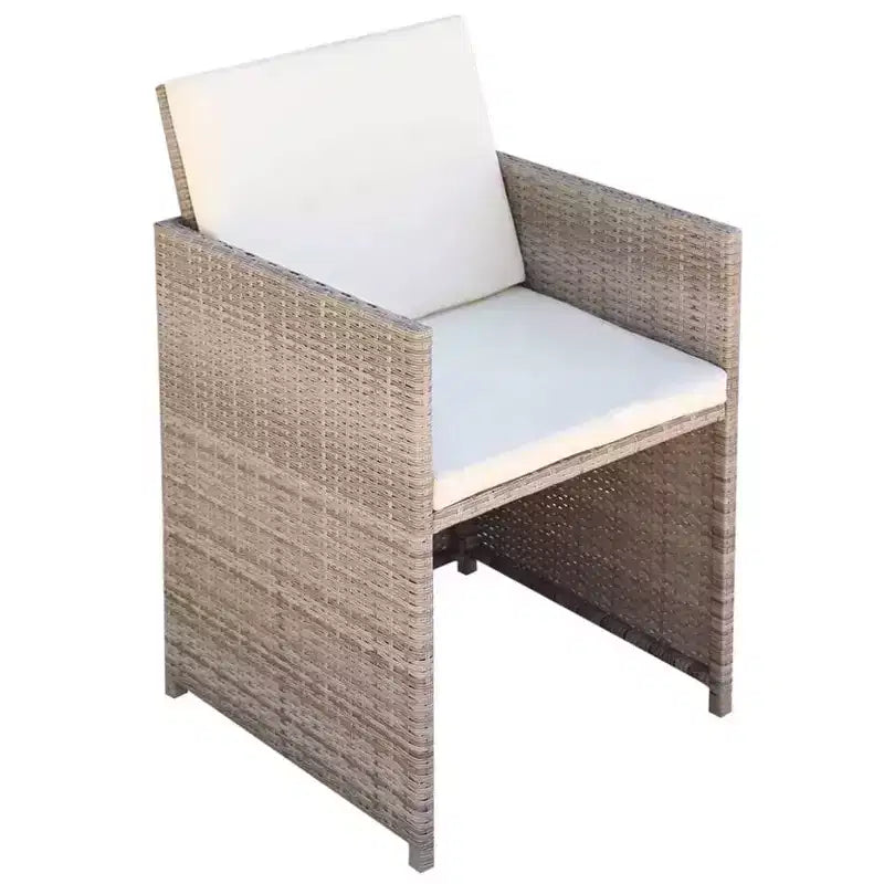 Set da pranzo da esterno vidaXL in polyrattan grigio, pieghevole, medio