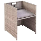 Set da pranzo da esterno vidaXL in polyrattan grigio, pieghevole, medio