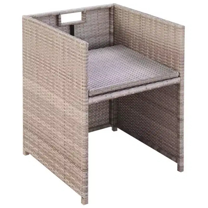 Set da pranzo da esterno vidaXL in polyrattan grigio, pieghevole, medio