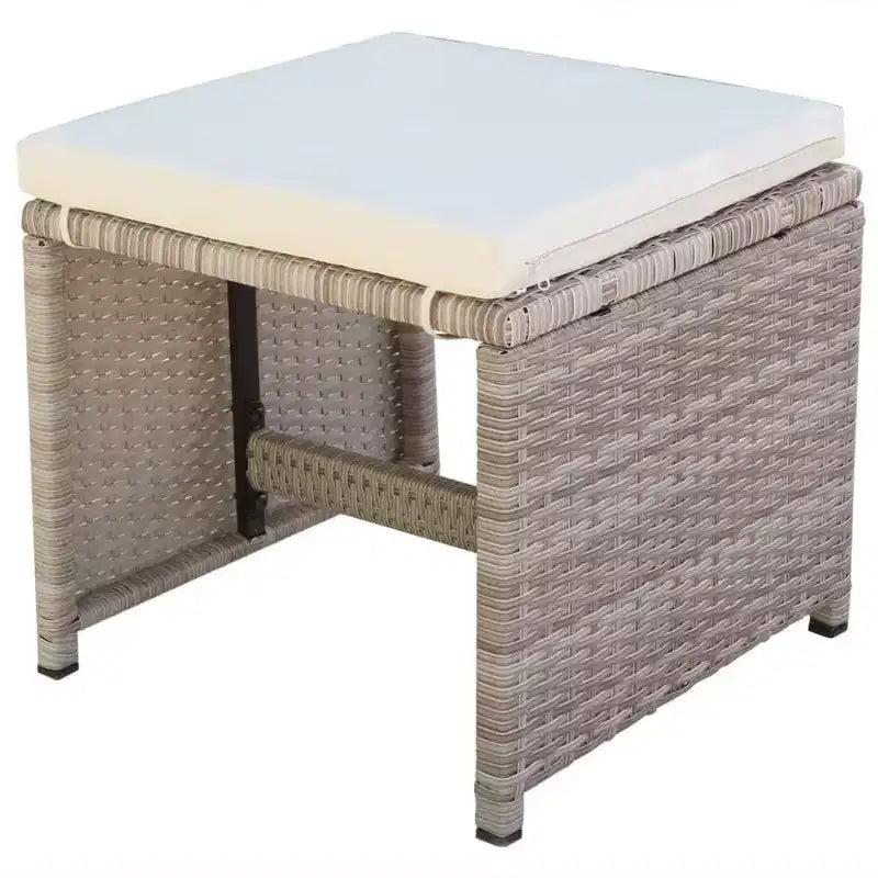 Set da pranzo da esterno vidaXL in polyrattan grigio, pieghevole, medio
