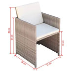 Set da pranzo da esterno vidaXL in polyrattan grigio, pieghevole, medio