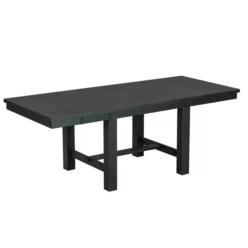 Set da pranzo allungabile da 6 pezzi HABITRIO per 6 persone, set da pranzo in stile rustico con 4 sedie imbottite, panca e 2 prolunghe rimovibili, naturale/nero