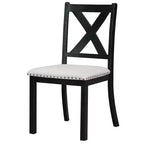 Set da pranzo allungabile da 6 pezzi HABITRIO per 6 persone, set da pranzo in stile rustico con 4 sedie imbottite, panca e 2 prolunghe rimovibili, naturale/nero