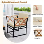 Set da conversazione per esterni Costway da 7 pezzi, sedie in legno di acacia e tavolino con pouf