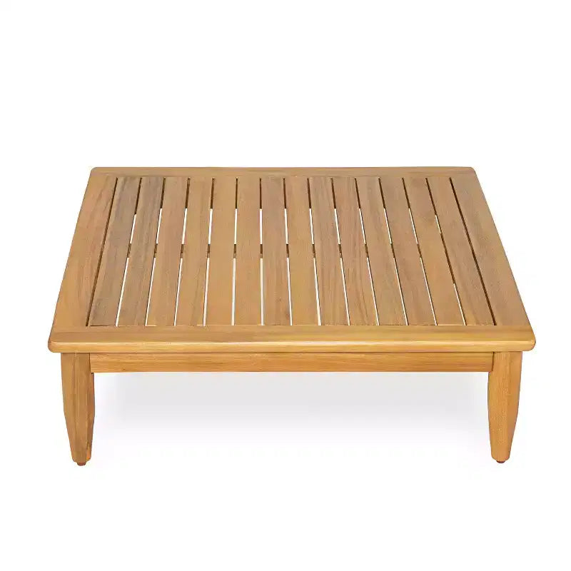 Set di sedute a V per esterni Sacova di Christopher Knight Home in legno di acacia, struttura con finitura teak e cuscino beige