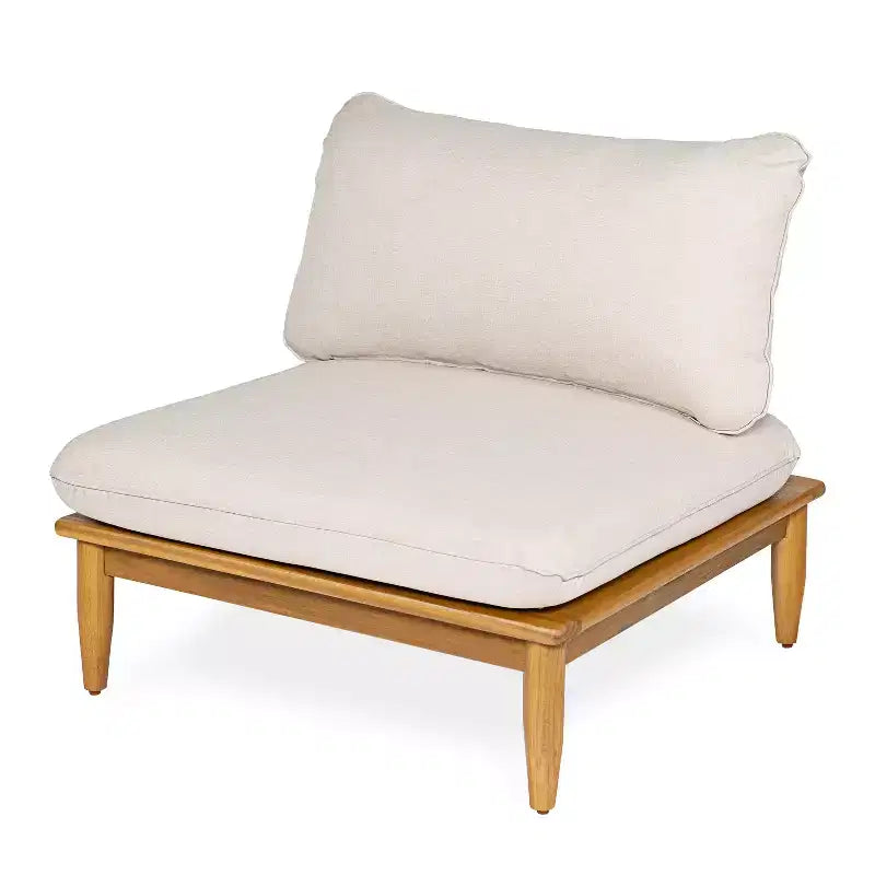 Set di sedute a V per esterni Sacova di Christopher Knight Home in legno di acacia, struttura con finitura teak e cuscino beige