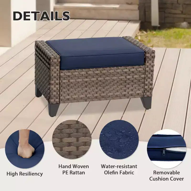 EAGLE PEAK Salotto da Esterno in Rattan per Patio, 4 Poltrone Girevoli a Dondolo, Divanetto a 3 Posti, 2 Poggiapiedi, Tavolino, 9 Pezzi