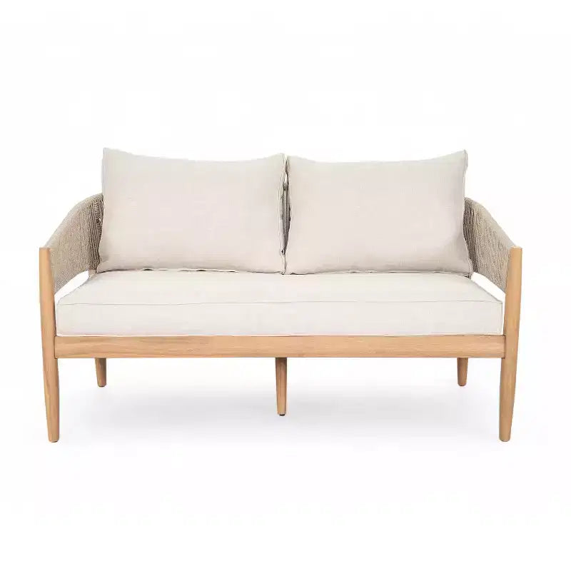Christopher Knight Home Zill - Set moderno da 4 pezzi con sedute in legno di acacia e corda intrecciata per patio, con tavolino da caffè a doghe