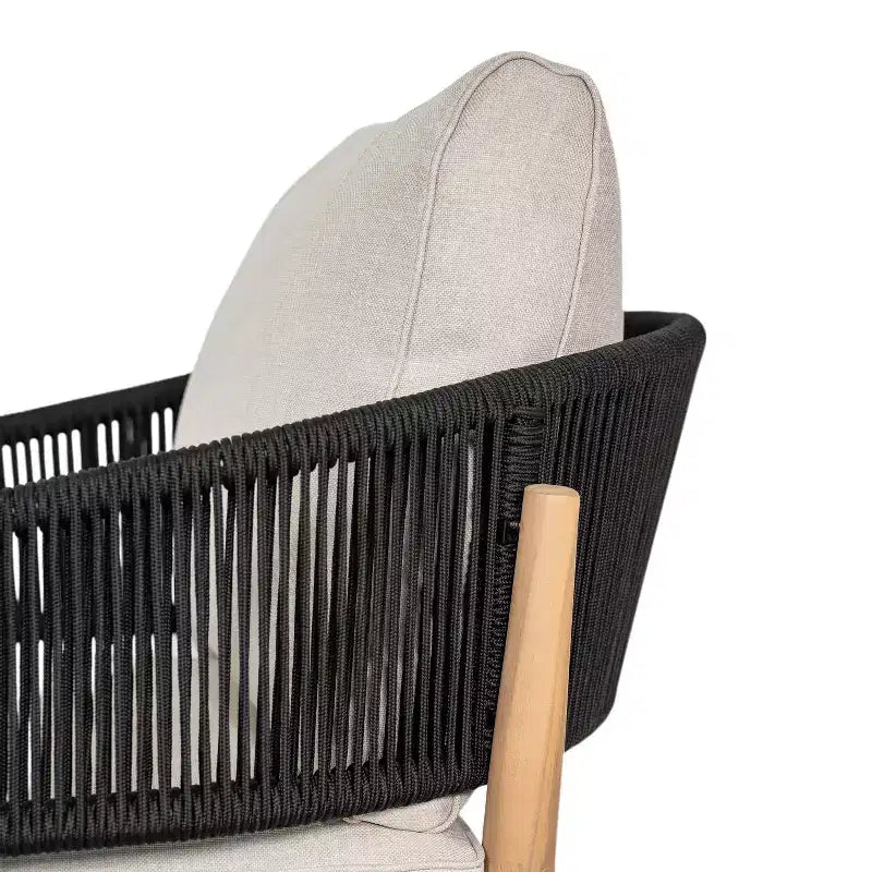 Christopher Knight Home Zill - Set moderno da 4 pezzi con sedute in legno di acacia e corda intrecciata per patio, con tavolino da caffè a doghe