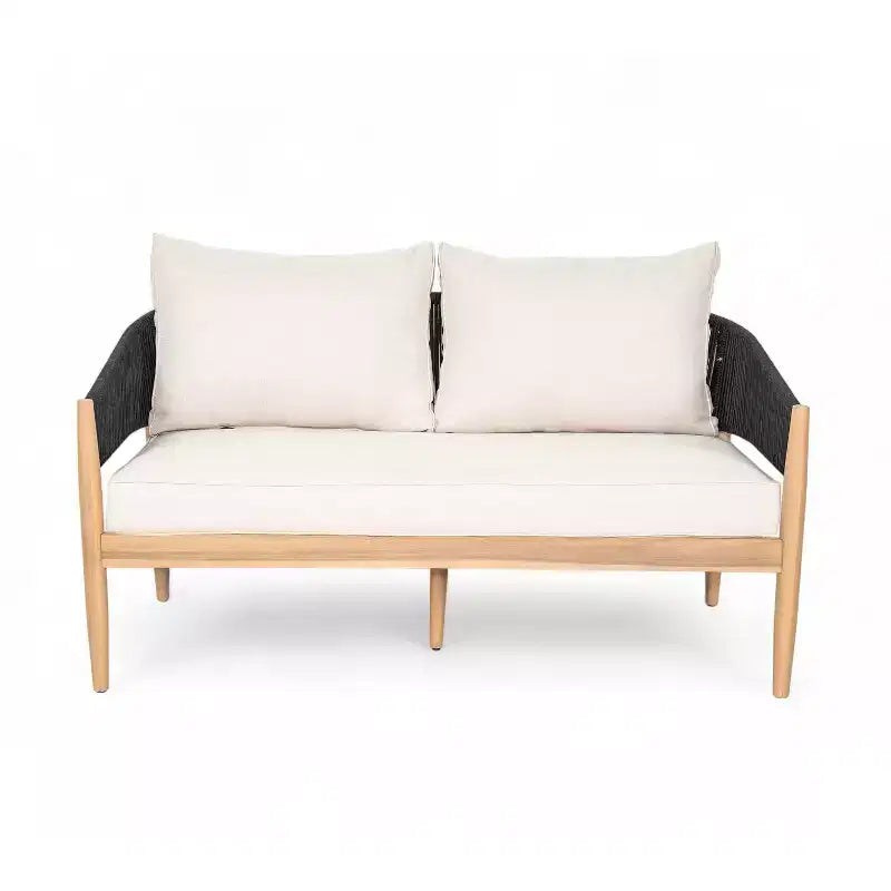 Christopher Knight Home Zill - Set moderno da 4 pezzi con sedute in legno di acacia e corda intrecciata per patio, con tavolino da caffè a doghe