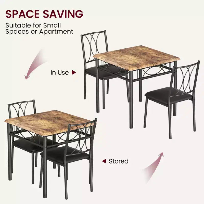Set tavolo da pranzo Garvee, set tavolo da pranzo: tavolo rettangolare piccolo e sedie per cucine, sala da pranzo