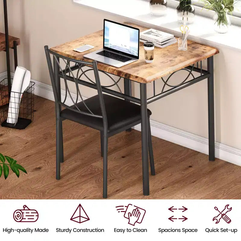 Set tavolo da pranzo Garvee, set tavolo da pranzo: tavolo rettangolare piccolo e sedie per cucine, sala da pranzo