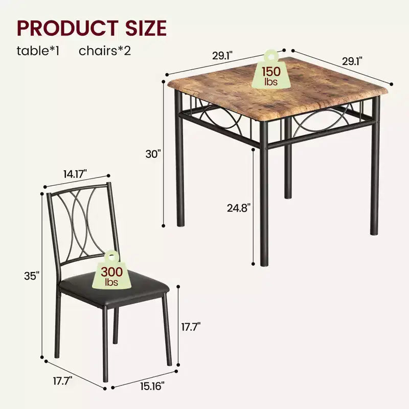 Set tavolo da pranzo Garvee, set tavolo da pranzo: tavolo rettangolare piccolo e sedie per cucine, sala da pranzo