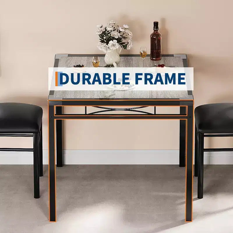 Set tavolo da pranzo TROPOW, set tavolo da sala da pranzo con protezioni angolari, tavolo da cucina in legno con sedie imbottite per sala da pranzo