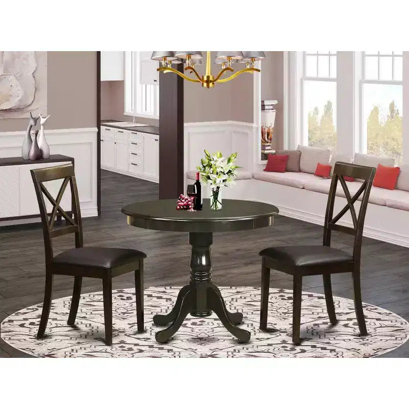 Set tavolo da cucina HomeStock Belmont - Tavolo più 2 sedie da pranzo, Cappuccino