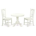 HomeStock Belmont Kitchen Table Set-Kitchen Table And 2 Kitchen Dining Chairs, Linen White