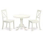 HomeStock Belmont Kitchen Table Set- Table Plus 2 Dining Chairs, Linen White
