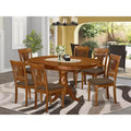 HomeStock Belmont Portland Dining Table Set Having 18 Leaf Table And Kitchen Chairs, Saddle Brown