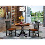 HomeStock Belmont 3Pc Rounded 36 Inch Family Table And Two Solid Wood Seat Kitchen Chairs