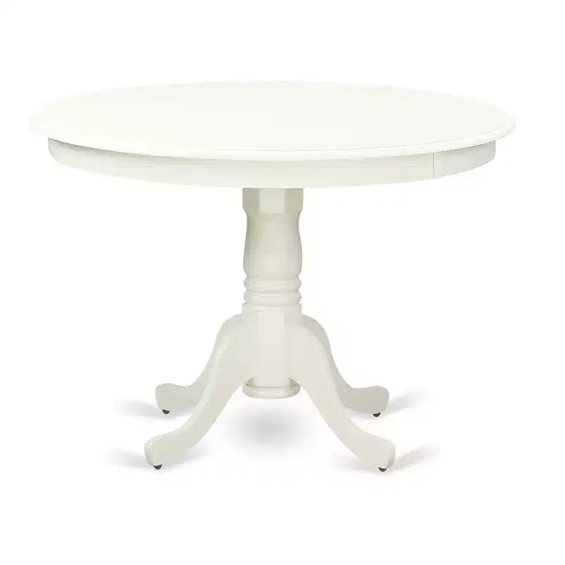 Set da pranzo piccolo HomeStock Belmont 5 pezzi - 4 sedie da pranzo parsons e tavolo da cucina rotondo, finitura bianco lino