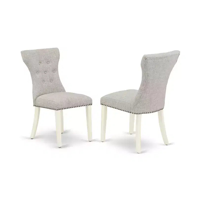 Set da pranzo piccolo HomeStock Belmont 5 pezzi - 4 sedie da pranzo parsons e tavolo da cucina rotondo, finitura bianco lino